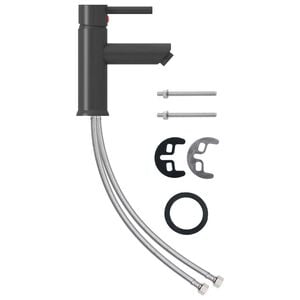 vidaXL Kupaonska slavina za umivaonik siva 130 x 176 mm