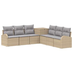 vidaXL Set sofe 7 kom. Bež i svijetlo siva Poli Rattan i čelik