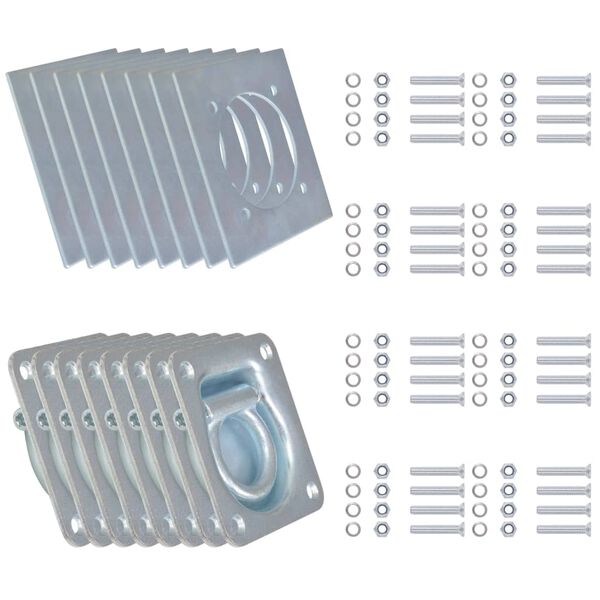 vidaXL Obruči za Vezanje Tereta za Prikolicu 8 kom Pocinčani Čelik 2000 kg