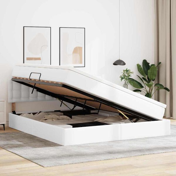 vidaXL Krevet s madracem i skladi&scaron;tem Čista bijela 160 x 200 cm