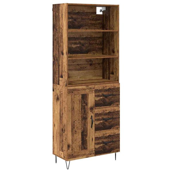 vidaXL Highboard s ladicama 2 pcs Staro drvo Konstruirano drvo
