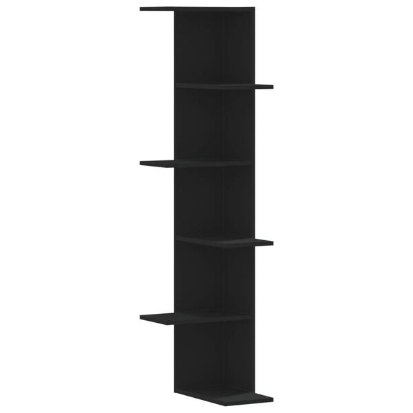 vidaXL Kutna zidna polica crna 36,5x36,5x140 cm konstruirano drvo