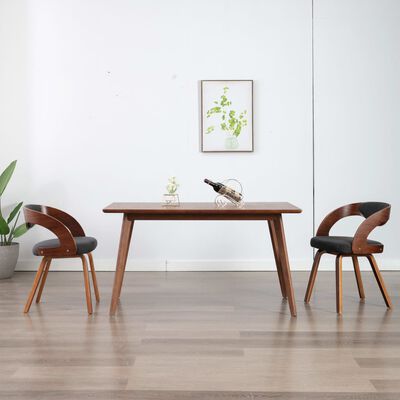 vidaXL Blagovaonske stolice 2 kom tamnosive savijeno drvo i tkanina