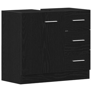 vidaXL Ormarić za umivaonik crni hrast 63x30x54 cm inženjerski drvo