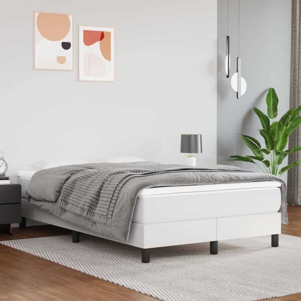 vidaXL Krevet box spring s madracem bijeli 120x190 cm od umjetne kože