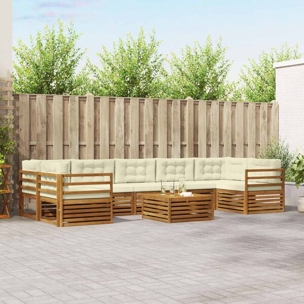 vidaXL Set vanjskih sofa s jastukom 8 pcs Prirodna i krem