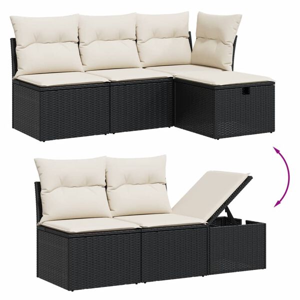 vidaXL 8-dijelni set vrtnih sofa od poliratana s jastucima crni