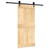 vidaXL Klizna vrata Prirodna i crna 95 x 210 cm Čvrsta borovina