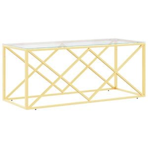 vidaXL Stolić za kavu 110 x 45 x 45 cm od nehrđajućeg čelika i stakla