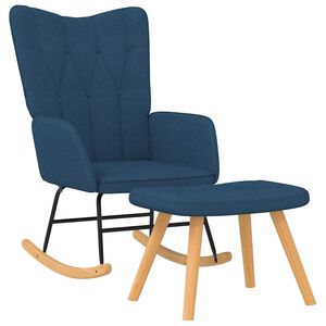 vidaXL Stolica za ljuljanje s osloncem za noge plava od tkanine