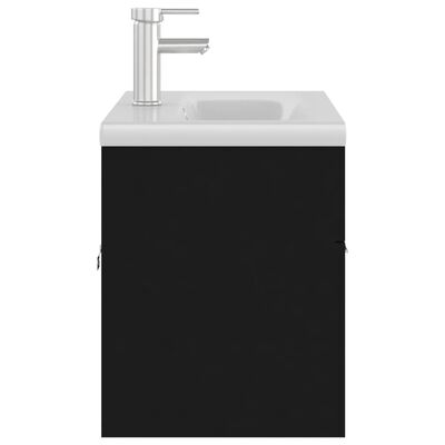 vidaXL Ormarić s ugrađenim umivaonikom crni od iverice
