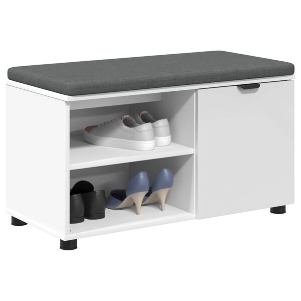 vidaXL Klupa za hodnik s jastukom Jednobojno Bijelo 80 x 38 x 46 cm