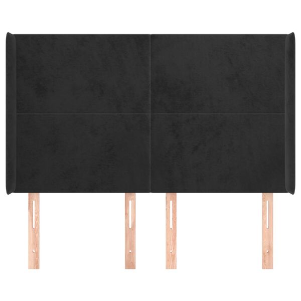 vidaXL Uzglavlje s u&scaron;ima crno 147x16x118/128 cm bar&scaron;unasto