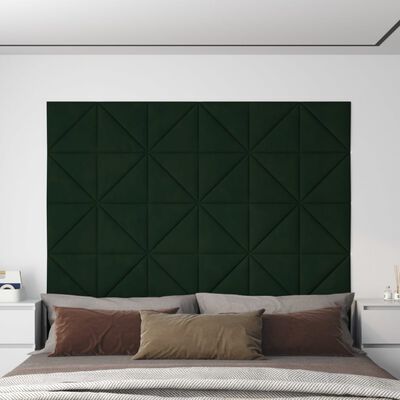 vidaXL Zidne ploče 12 kom tamnozelene 30x30 cm baršunaste 0,54 m²
