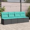 vidaXL Vrtna sofa s jastucima za 4 osobe, crna, poliratan