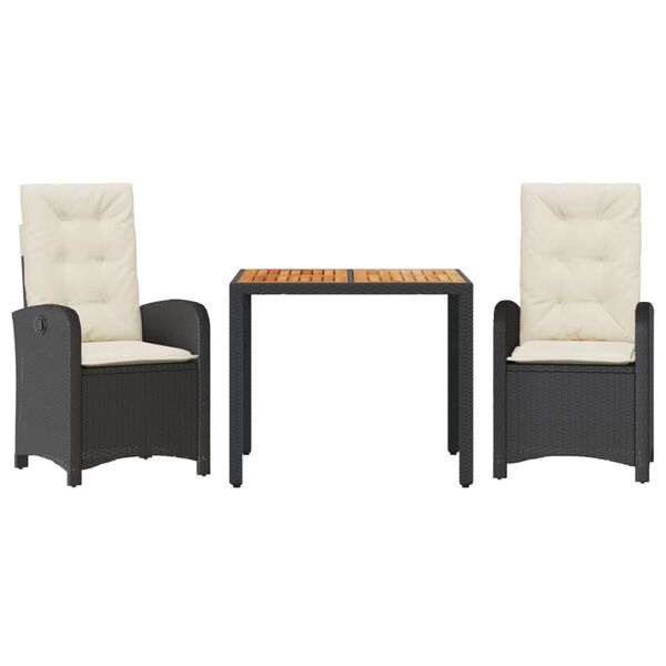 vidaXL 5-dijelni vrtni blagovaonski set s jastucima od poliratana crni