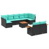 vidaXL 10-dijelni set vrtnih sofa od poliratana s jastucima crni