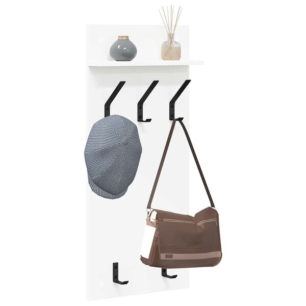vidaXL Vje&scaron;alica za kapute na zidu s policom Bijelo 40 x 10 x 90 cm
