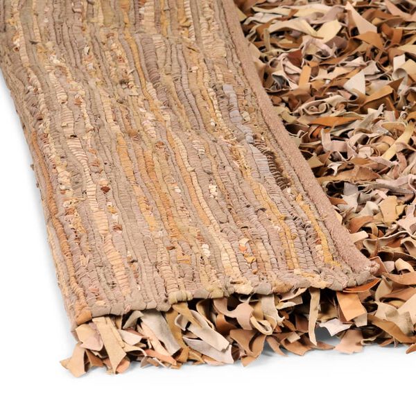 vidaXL Čupavi tepih od prave kože 120x170 cm žuto-smeđi