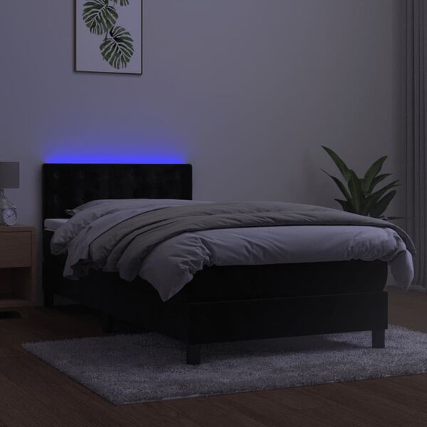 vidaXL Krevet box spring s madracem LED crni 90x190 cm bar&scaron;un