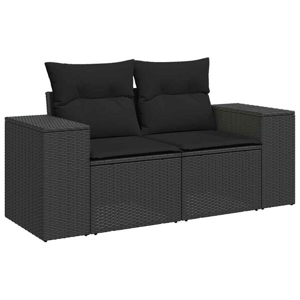 vidaXL 8-dijelni set vrtnih sofa od poliratana s jastucima crni