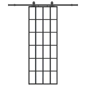 vidaXL Klizna vrata s priborom crna 76 x 205 cm od ESG stakla
