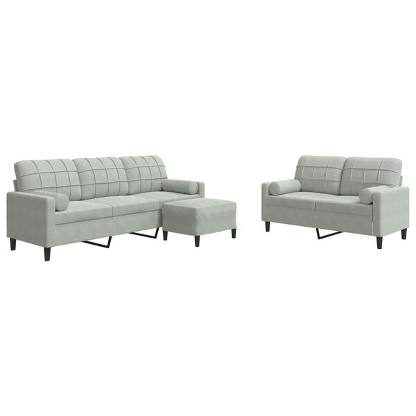 vidaXL 3-dijelni set sofa s jastucima svjetlosivi bar&scaron;unasti