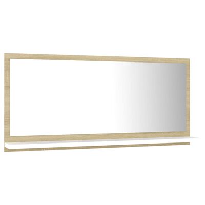vidaXL Kupaonsko ogledalo bijelo i boja hrasta 80x10,5x37 cm drveno