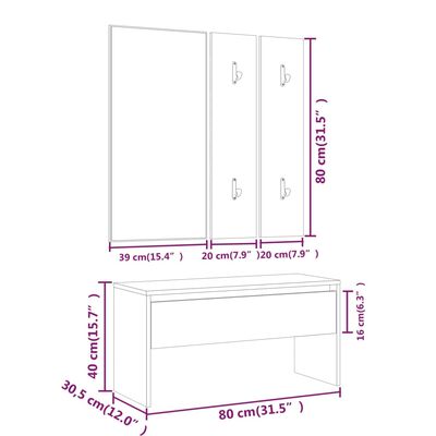 vidaXL Set namještaja za hodnik siva boja betona konstruirano drvo