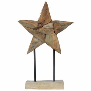 vidaXL Božićna zvijezda Smeđa 31 x 15 x 46 cm Čvrsto teak drvo