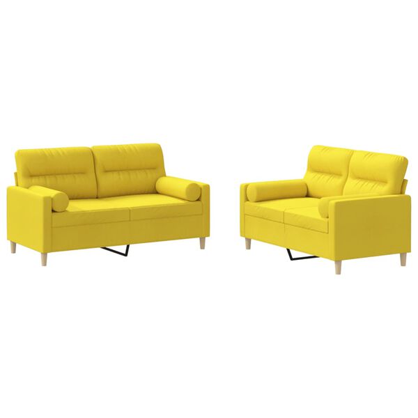 vidaXL 2-dijelni set sofa s jastucima svjetložuti od tkanine