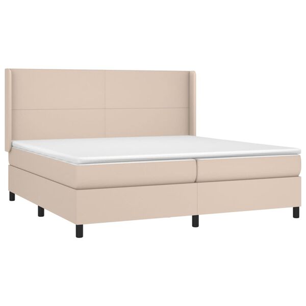 vidaXL Krevet box spring madrac LED cappuccino 200x200cm umjetna koža