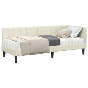 vidaXL Kutni krevetni okvir s madracem 2 kom. Krema 80 x 200 cm Bar&scaron;un