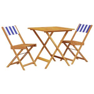 vidaXL 3-dijelni bistro set od tkanine i masivnog drva plava i bijela