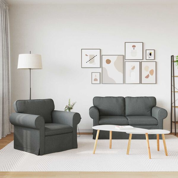 vidaXL Sofa 2 pcs Tamno siva 155 x 82 x 80 cm tkanina