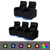 vidaXL Dvodijelni set LED Fotelje 2+3 sjedala Umjetne koža Crna