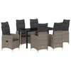 vidaXL Vrtni set za objed s jastukom 7 pcs Siva poliratan