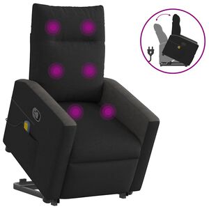 vidaXL Masažni naslonjač na podizanje od tkanine crni
