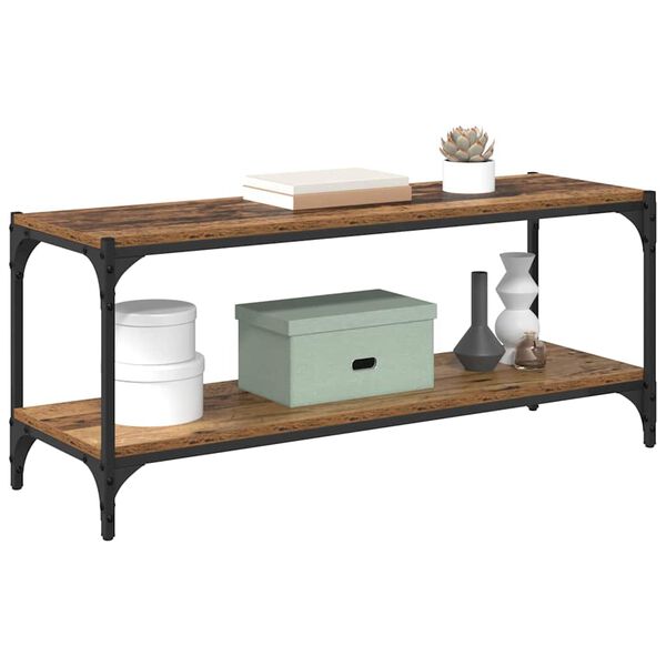 vidaXL TV ormar Staro drvo 100x33x41cm Obrađeno drvo i čelik