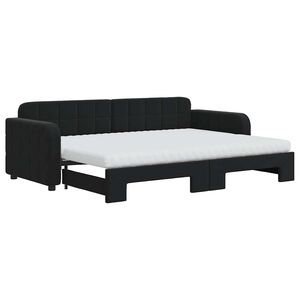 vidaXL Dnevni krevet na razvlačenje s madracima crni 80x200 cm bar&scaron;un