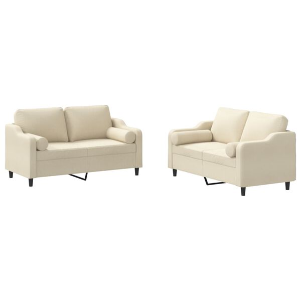 vidaXL 2-dijelni set sofa s jastucima krem od tkanine