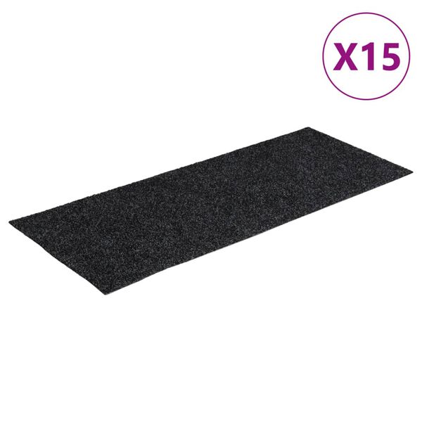 vidaXL Prostirke za stepenice samoljepljive 15 kom 60x25 cm sive pravokutne