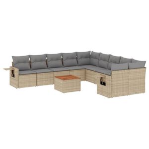 vidaXL 11-dijelni set vrtnih sofa s jastucima bež od poliratana
