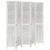 vidaXL Sobna pregrada s 5 panela bijela od masivnog drva paulovnije