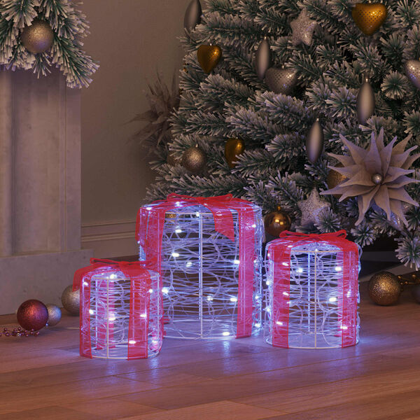 vidaXL Dekoracija Poklon Kutije 3 pcs Hladna bijela 20 x 20 x 21 cm