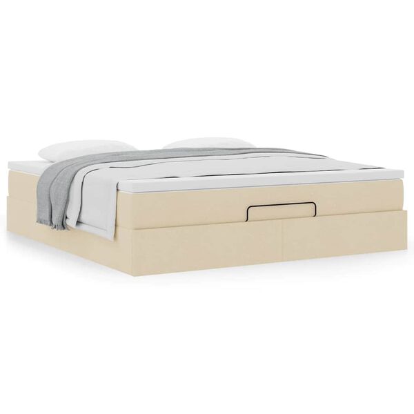 vidaXL Otomanski krevet s madracem krem 160x200 cm od tkanine