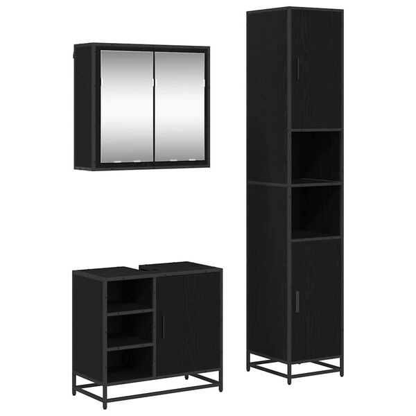 vidaXL Set namje&scaron;taja za kupaonicu 3 pcs Crni hrast Konstruirano drvo