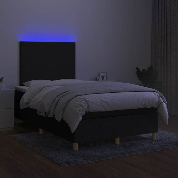 vidaXL Krevet box spring s madracem LED crni 120 x 190 cm od tkanine