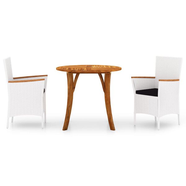 vidaXL 3-dijelni vrtni blagovaonski set bijeli