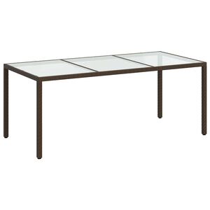 vidaXL Vrtni stol smeđi 190x90x75 cm od kaljenog stakla i poliratana